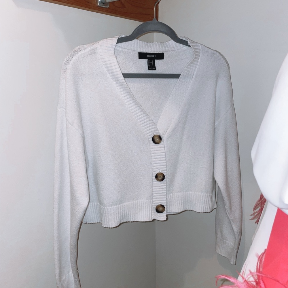 white cardigan